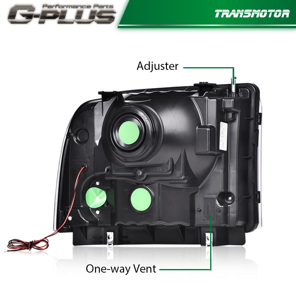 Transparent lens, black housing, front light suitable for 05-07 F250 F350 F450 Super Duty