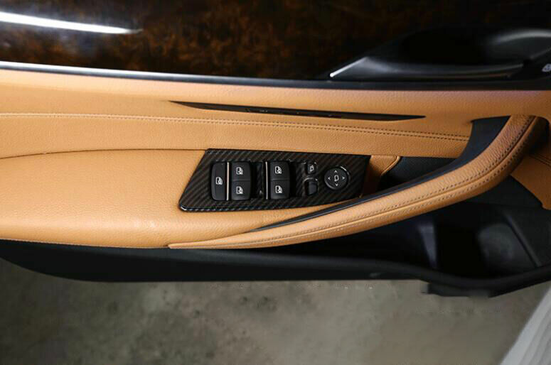 for BMW 5 Series 2018-2023 ABS Carbon Fiber Window Lock Lift Panel Trim Frame 4P