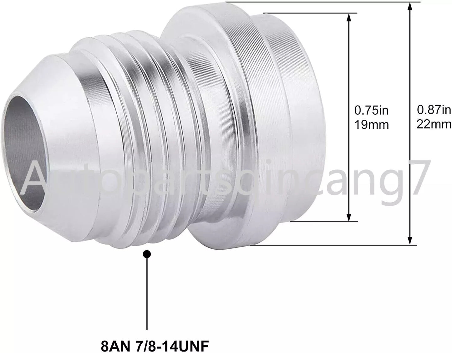 Male Fittings 8AN Bung Hose Adapter Fuel Oil Kit Weld On Aluminum 2Pcs