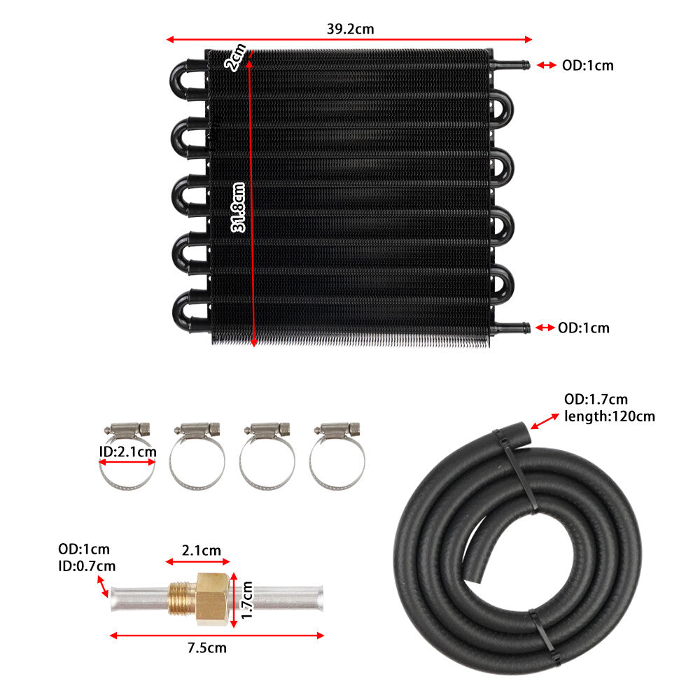 10 Pass/Rows Transmission Oil Cooler for 5/16 Universal Tube And Fin Cooler Kit
