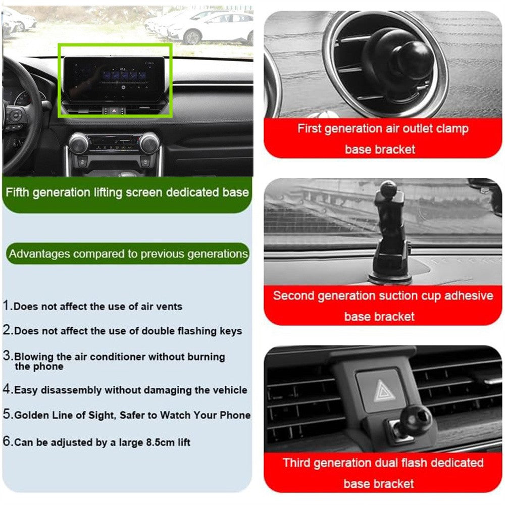 360 Degree Rotation Car Phone Holder for Toyota RAV4 2023-2024 10.25 inches