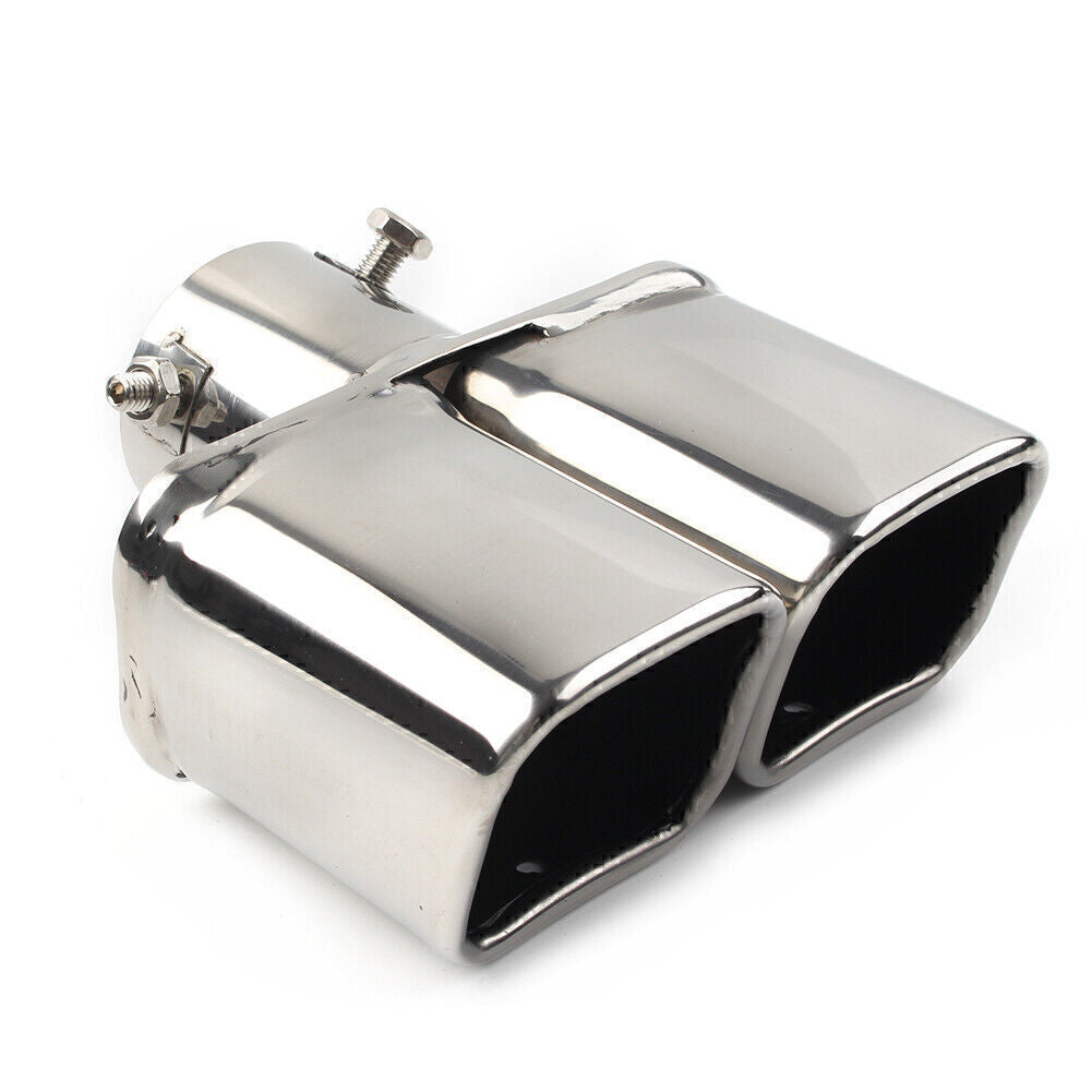 Dual Car Stainless Steel Rear Exhaust Pipe Tail Muffler Tip Square Universal