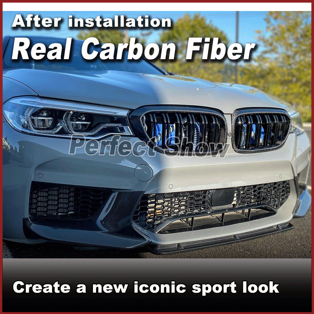 Fit for BMW F90 M5 Sedan 2018-20 Real Carbon Fiber Front Bumper Lip Chin Spoiler
