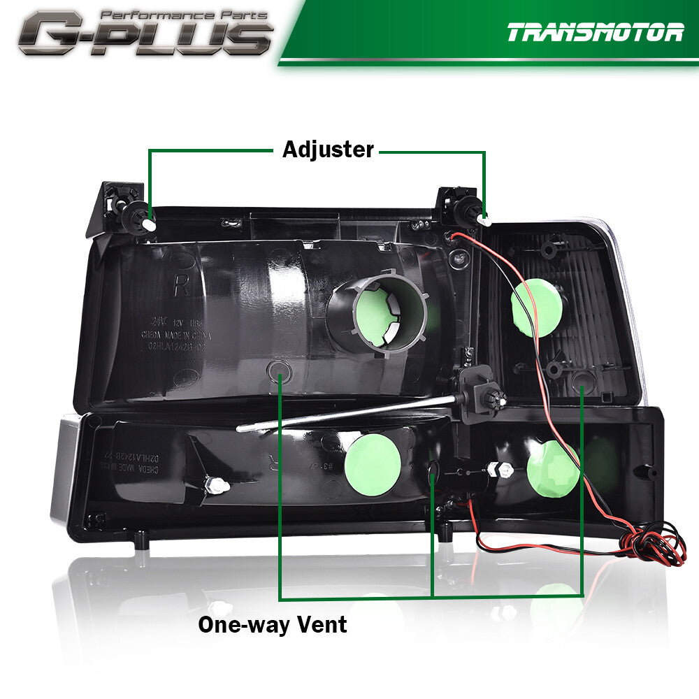Suitable for 1992-1996 for Ford F150 F250 F350 Dual LED DRL Headlights with Anti-collision Clear Lights
