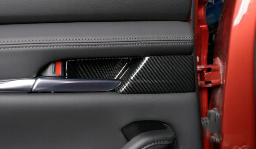 for Mazda 3 Axela 2019-2022 Carbon Fiber Inner Door Handle Bowl Frame Trim Cover