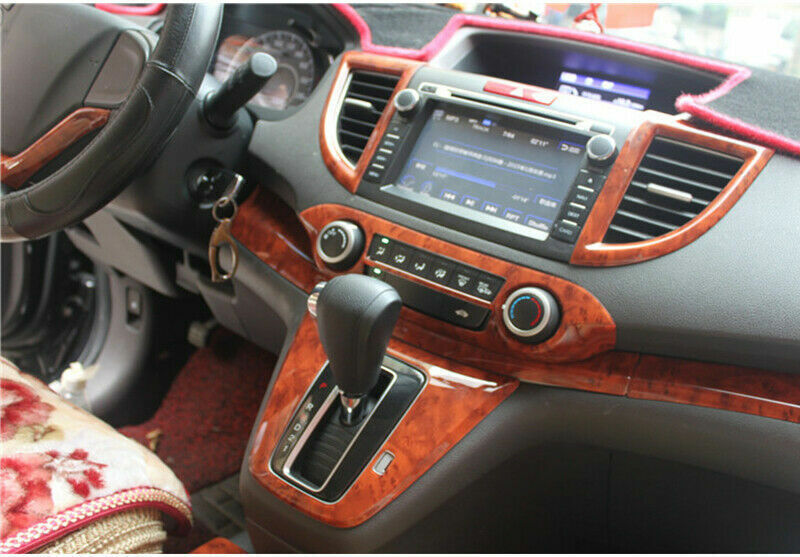 for Honda CRV CR-V 2012-2016 Red Wood Grain Middle Console Gear Shift Panel Trim