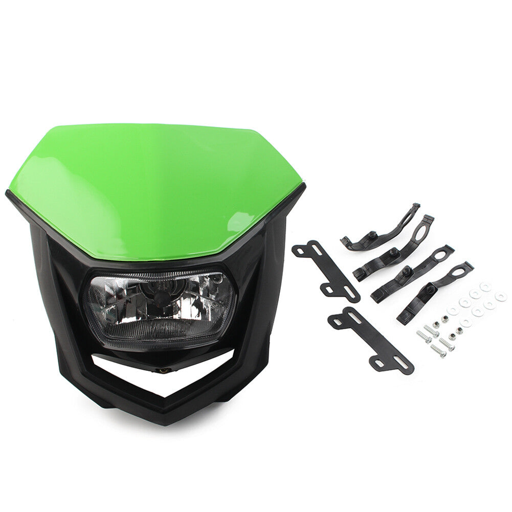 Headlight Head Lamp Fairing For Supermoto Bike Dirt Bike Motor Green Universal