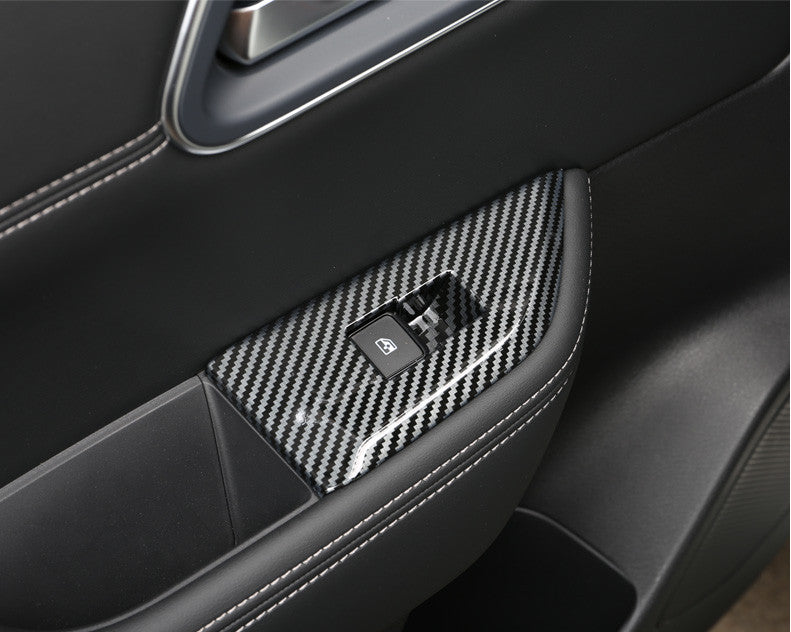 Carbon fiber interior window switch panel cover trim for Nissan Rogue 2021 - 2023
