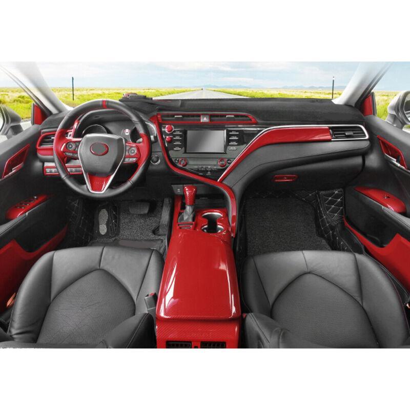 for Toyota for Camry 2018-2022 Red Carbon Fiber Gear Shift Knob Shifter Lever Trim