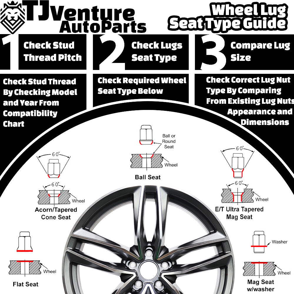 5-pack chrome-plated 12x1.5 ball for seat wheel lug bolts, 28mm shank, suitable for Mercedes stock wheels.