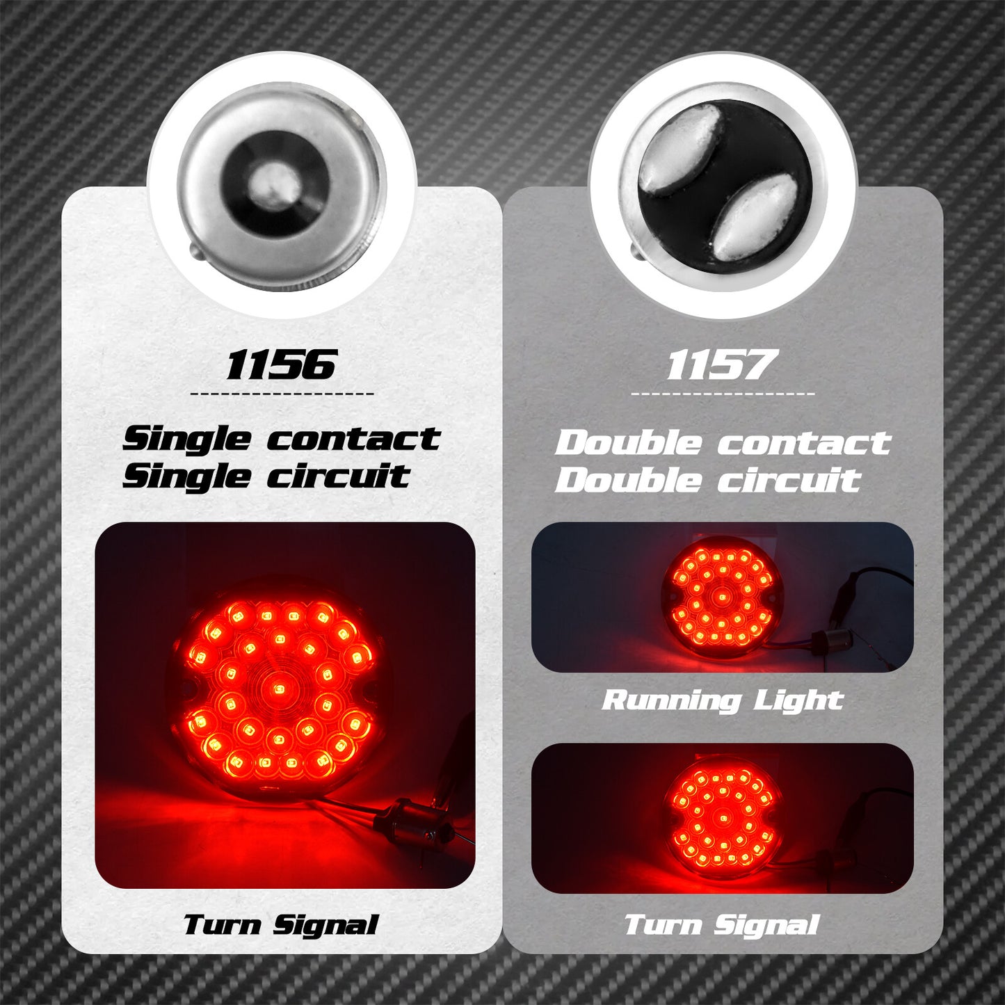 Red 3 1/4 FR 1157 LED Flat Lens Running Turn Signal Light Fit for Harley 86-23