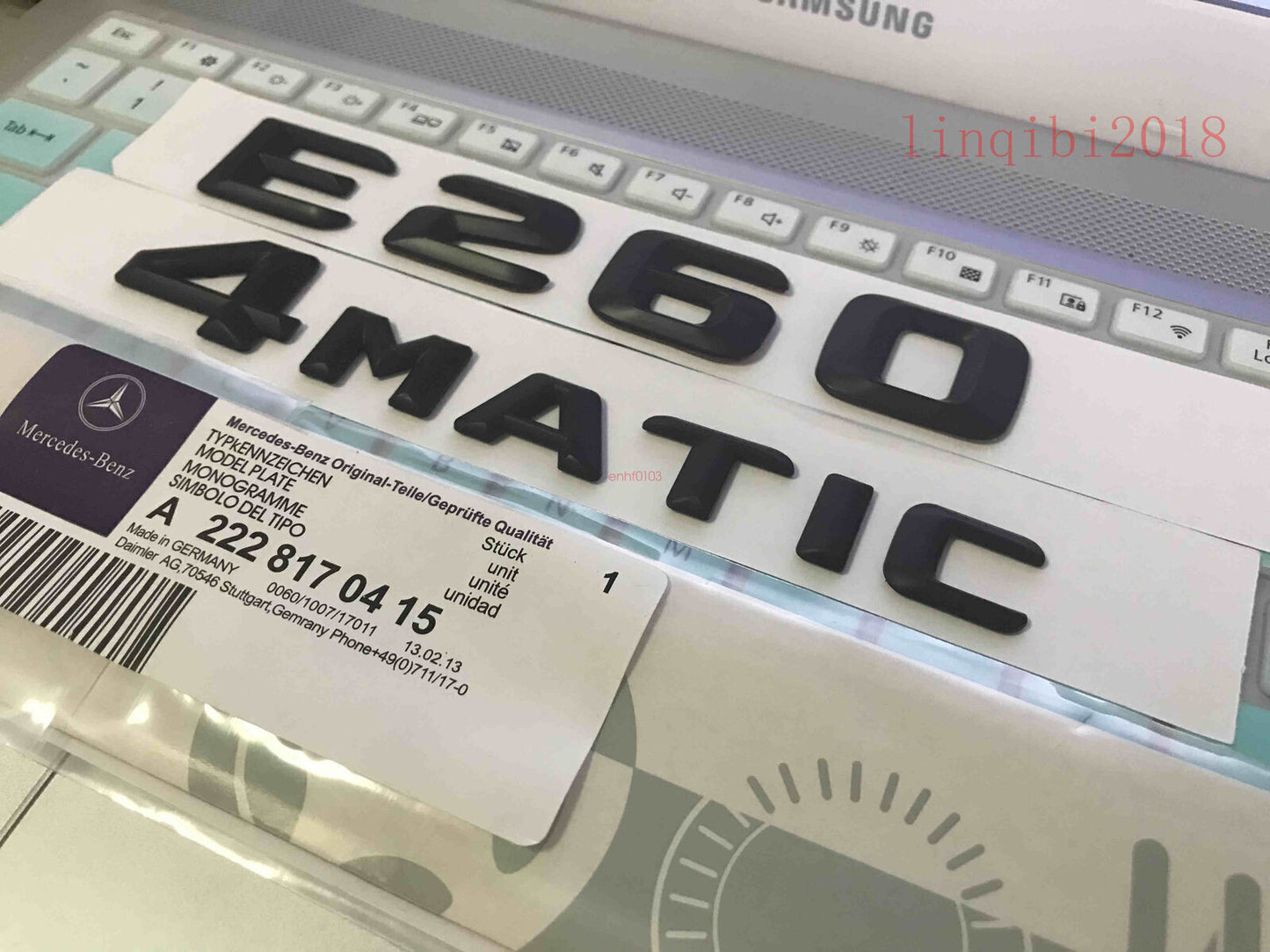 Matt black E260 + 4 MATIC Letters Trunk Emblem Badge Sticker NEW