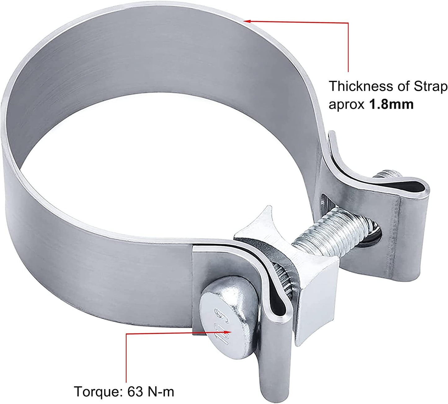 2.0-inch exhaust clips, narrow band muffler clips, stainless steel