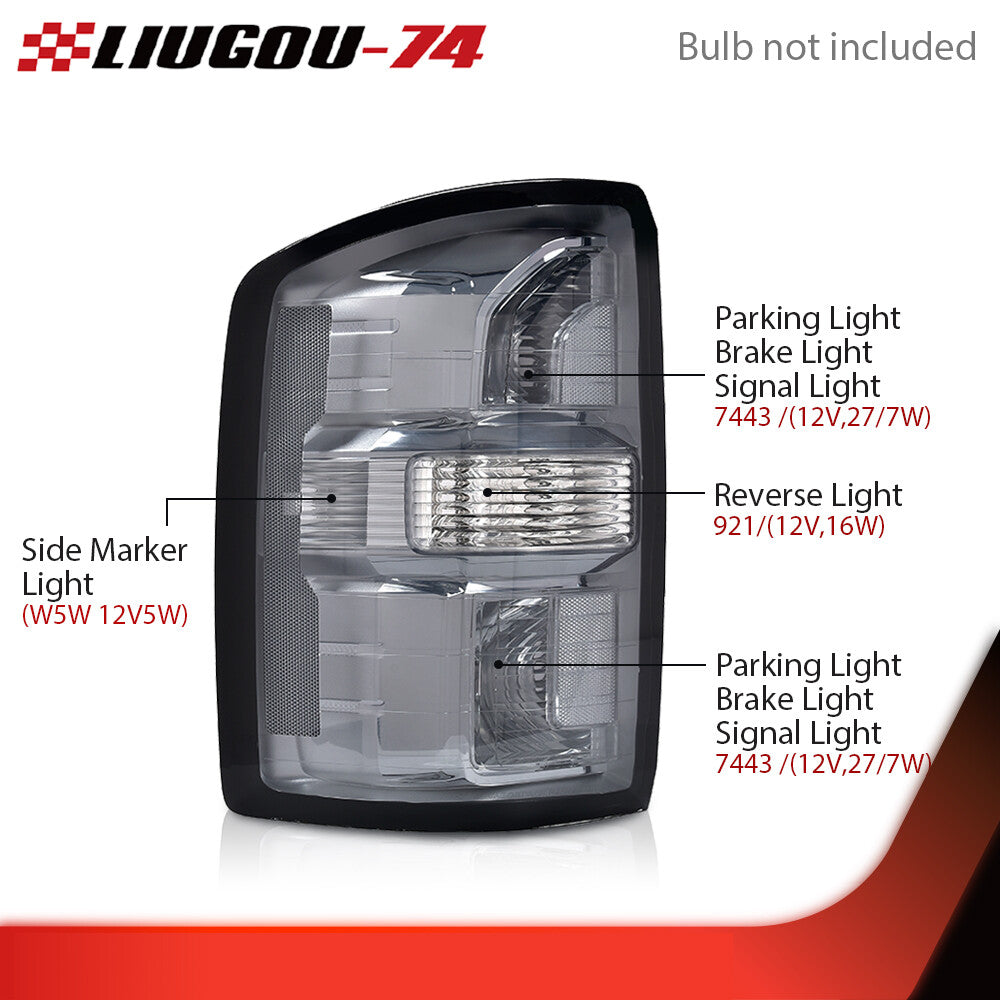 Suitable for 14-18 for GMC for Sierra 1500 2500 3500HD 1 pair of taillights and brake lights with smoke effect.