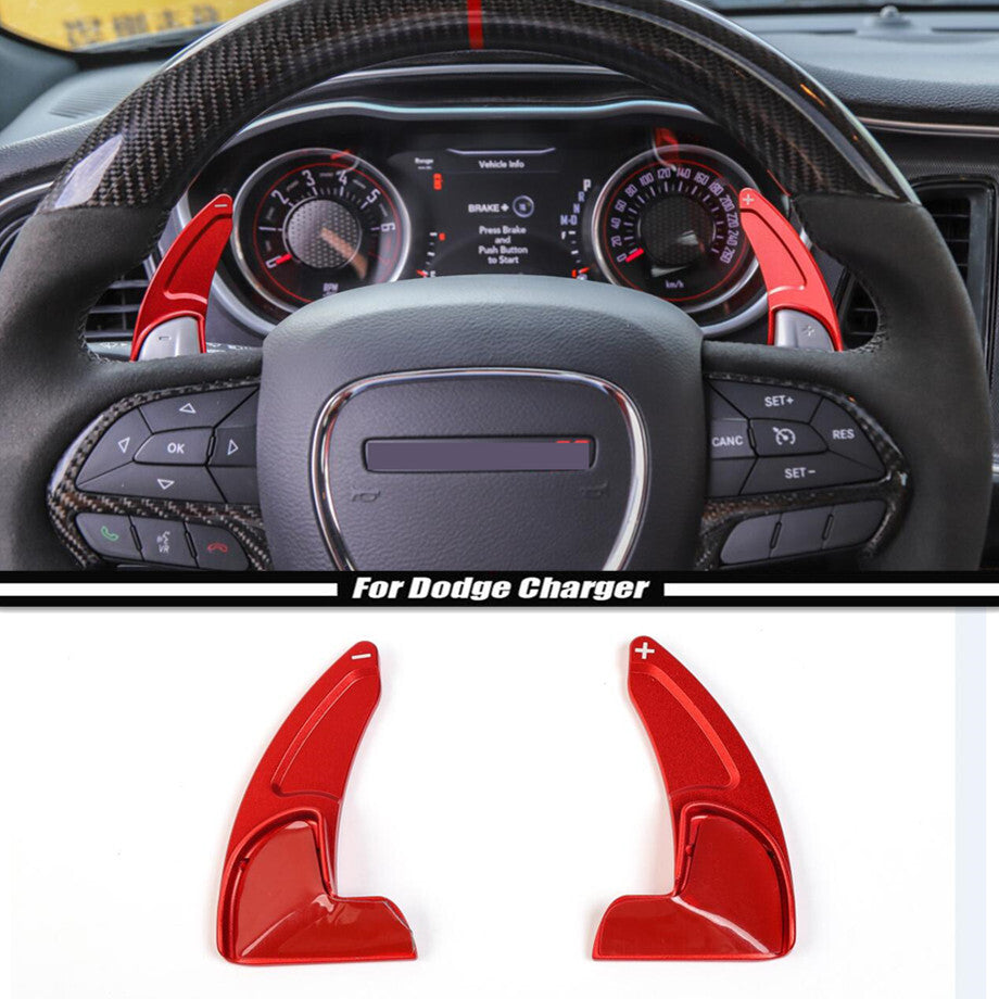 Accessories: Red steering wheel, paddle shifter, extension for Dodge charger 15-23