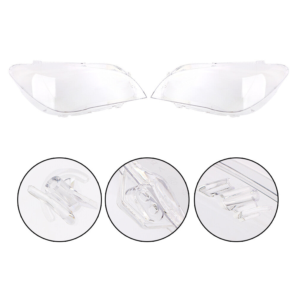 Transparent L+R Headlight Lens Cover for BMW 7 Series F01/F02 Dual Headlights (2009-2015)