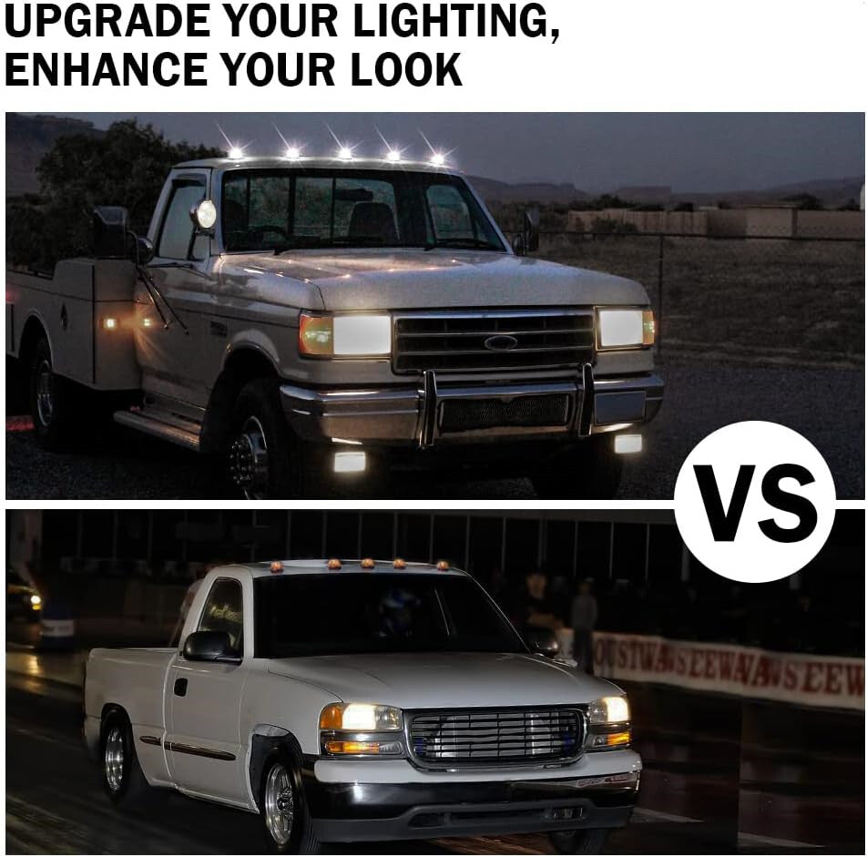 Smoked Lens White For Silverado 1500 2500 3500 Cab LED Rooftop Running Light Kit