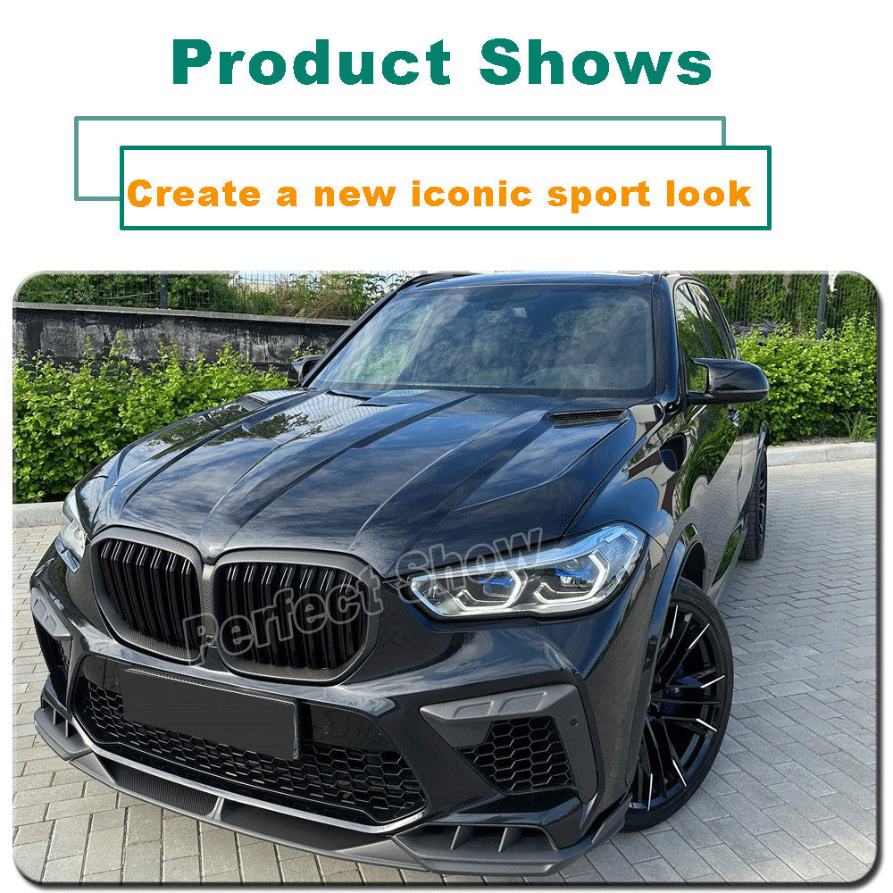 for BMW F95 X5M F96 X6M 2020UP DRY CARBON FIBER Front Bumper Fins Air Vent Cover