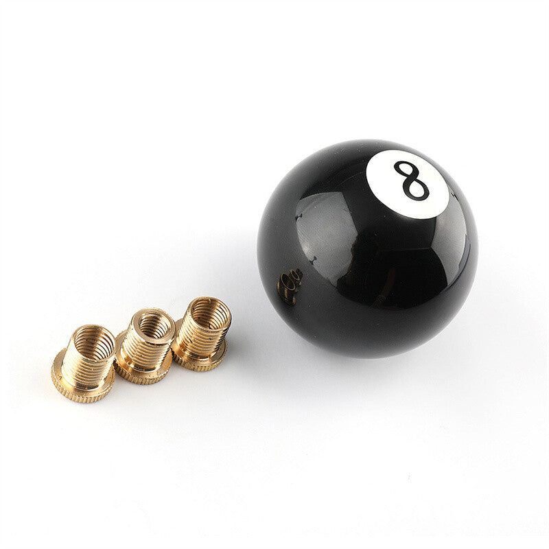 Black 8 Ball Billiard Shift Knob Acrylic Manual Gear Shifter Head w/ 3 Adapters