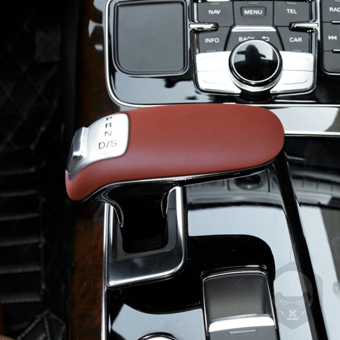 PU Leather Wine Red Gear Shift Knob Panel Trim for Audi for A8 2011-2017 Accessories