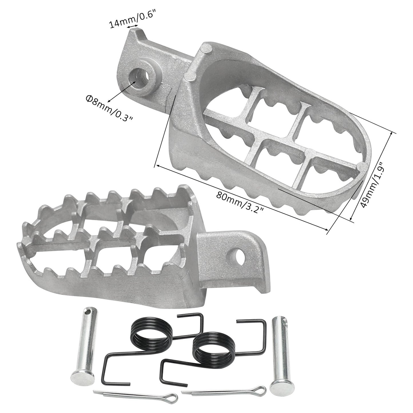 Foot spikes, footstools, and mounting brackets for pit-type mountain bikes CRF50, CRF70, XR50, Taodao Apollo