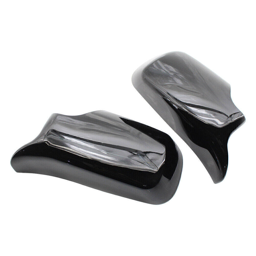 Pair Rear View Mirrors Cover Trim Fit for BMW E46 4 door 3 Series 1998-2005 Black