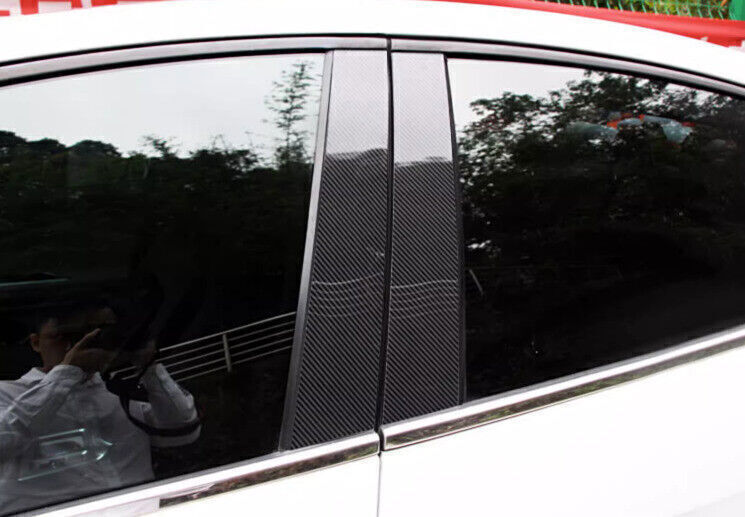 for Kia K5 Optima 2011-15 Carbon Fiber Style Pillar Posts Door Window Strip Trim