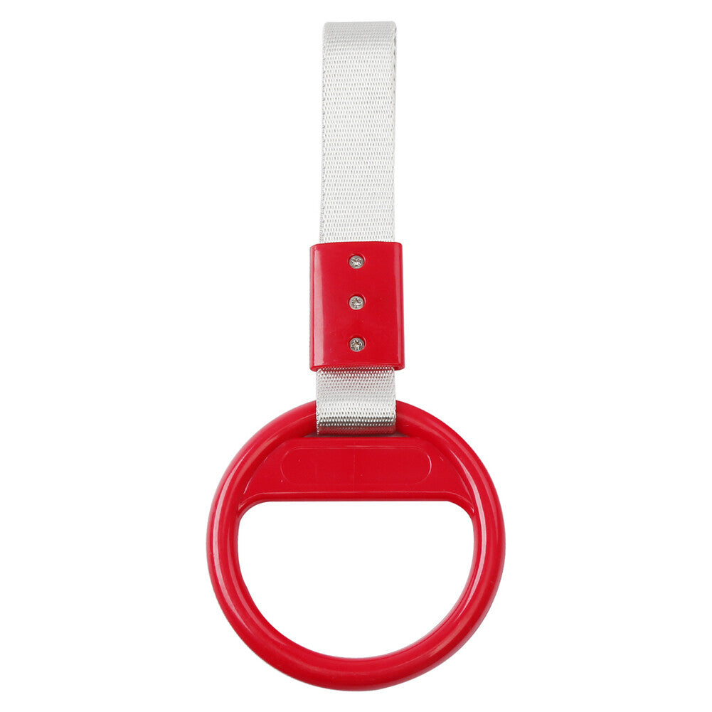 Car Round Ring Train Bus Handle Hand Strap Drift Charm Tools Silver+red