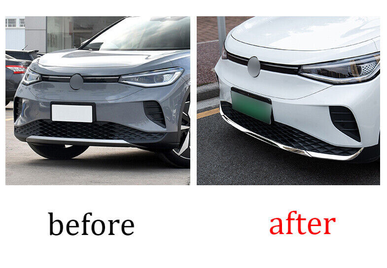 for Volkswagen ID.4 2021-23 Silver Titanium Protector Strip Front Bumper Bottom