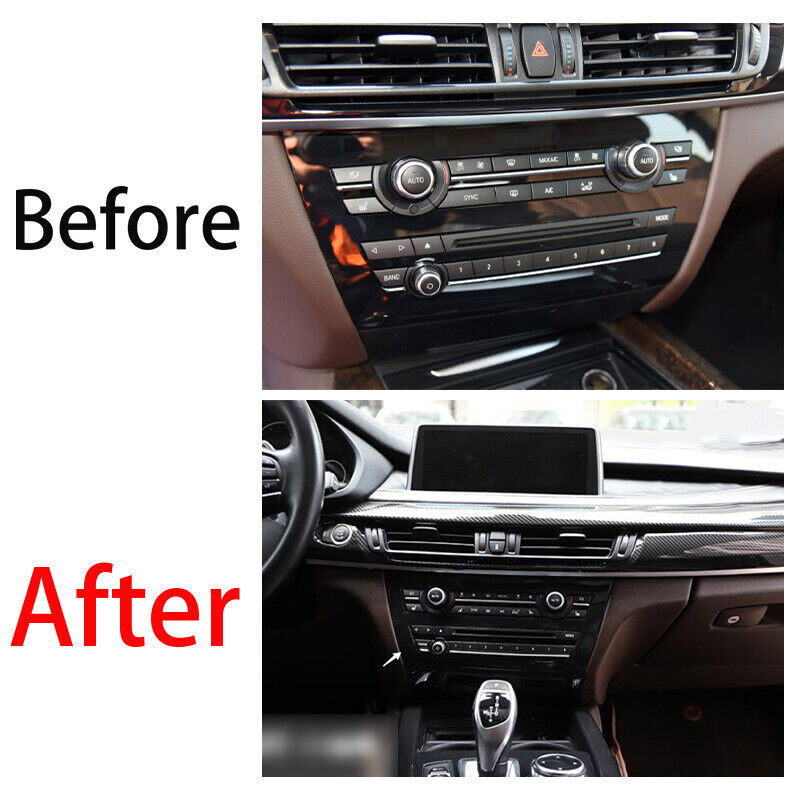 for BMW X5 F15 2014-18 ABS Carbon Fiber Console CD Button Control Frame Trim 1P