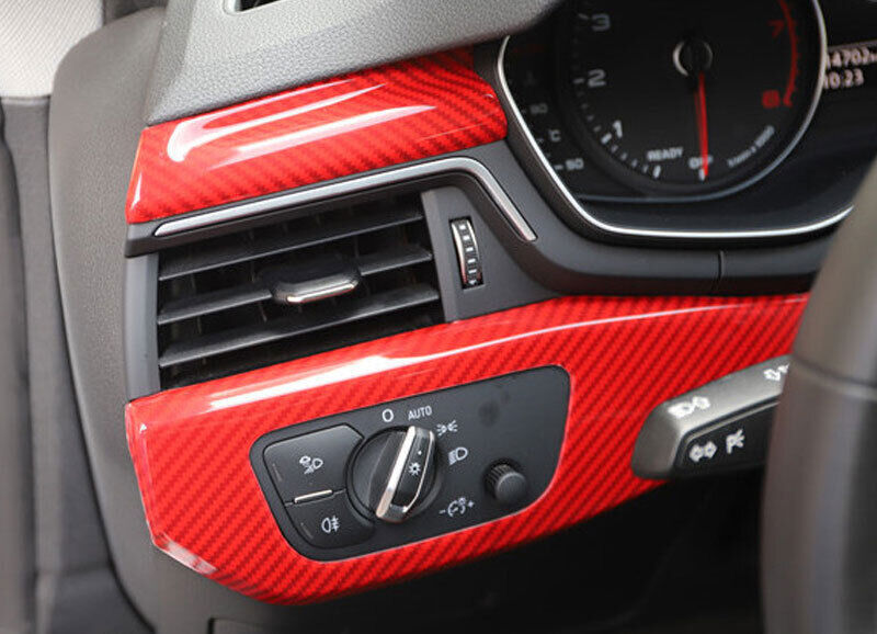 for Audi A4 A5 2017-24 ABS Red Carbon Fiber Central Console Dashboard Strip Trim