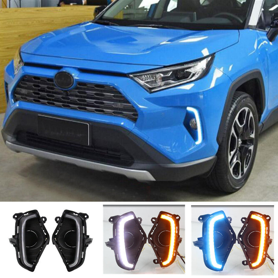 3-color front LED fog lights and DRL daytime running lights are suitable for 2019-2023 for Toyota RAV4.