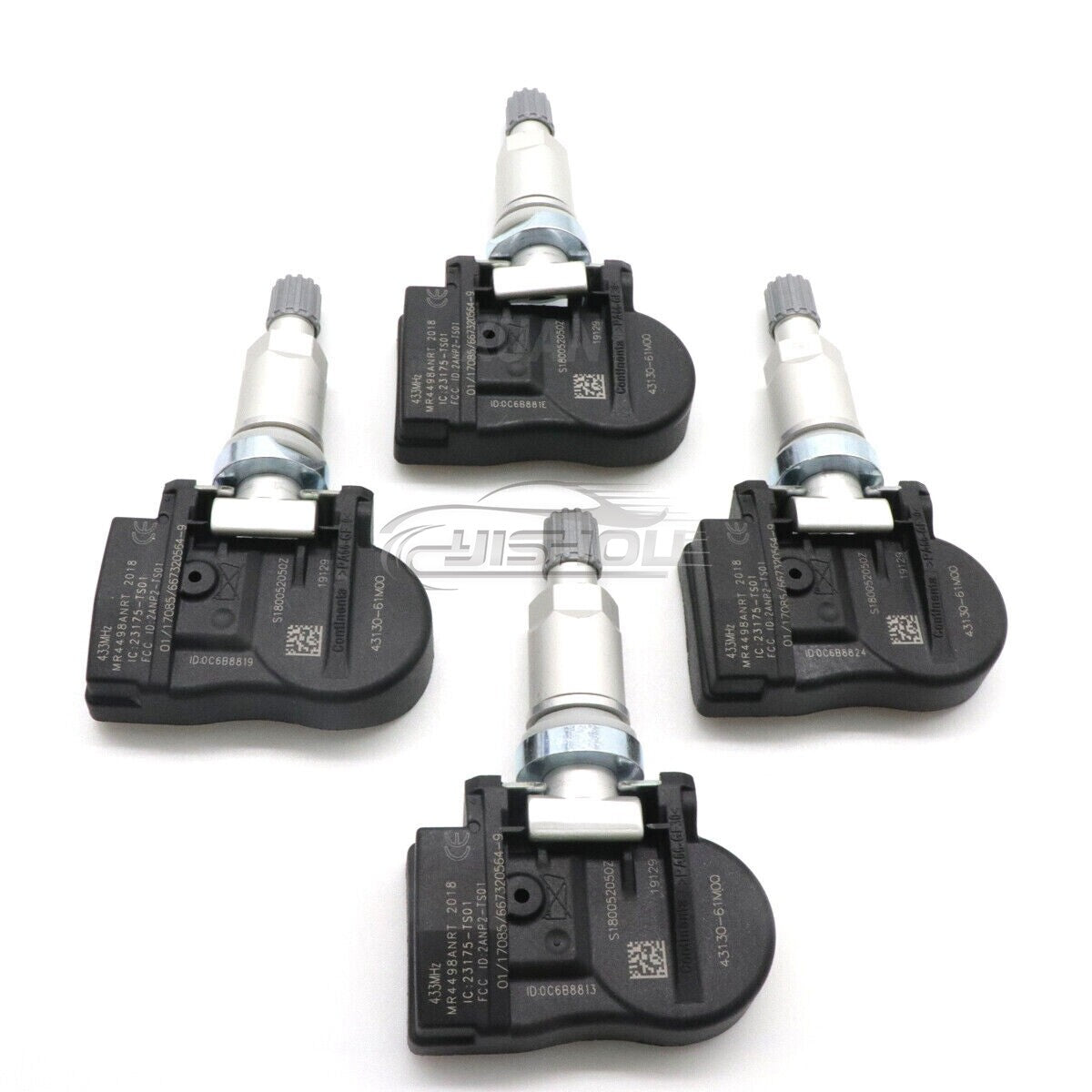 Four new 43130-61M00 TPMS tire pressure monitoring sensors for Suzuki for Swift Vitara.