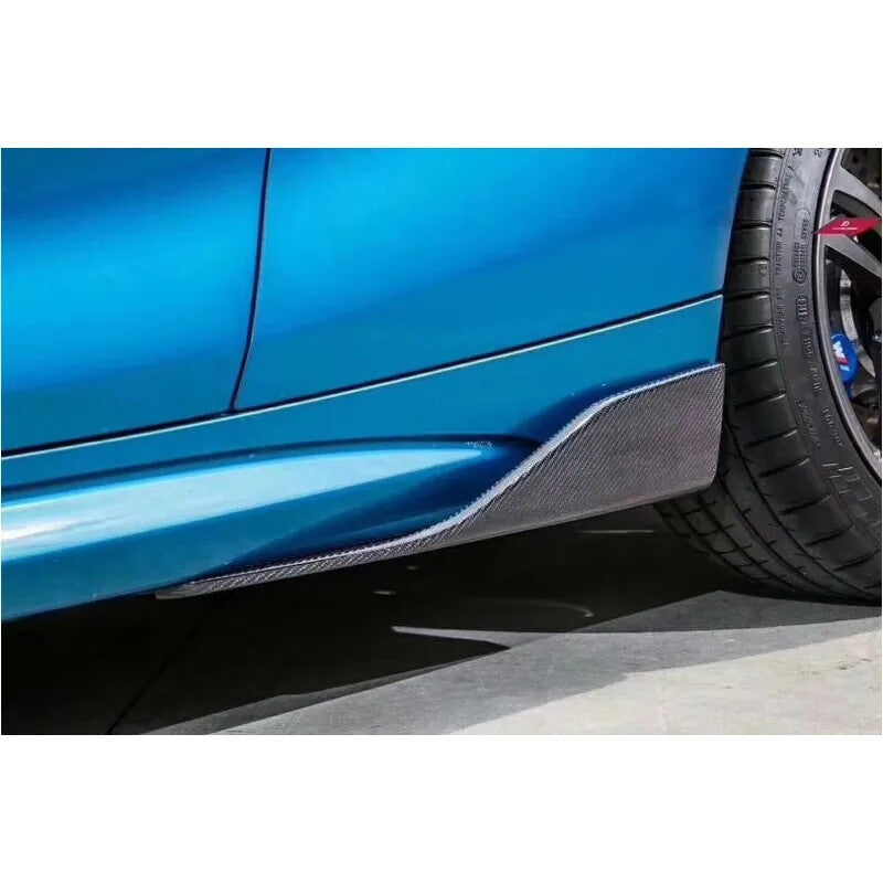 Carbon Fiber Fit For 2016-20 for BMW F87 M2 P Style Side Skirt Splitter Lip Spoilers