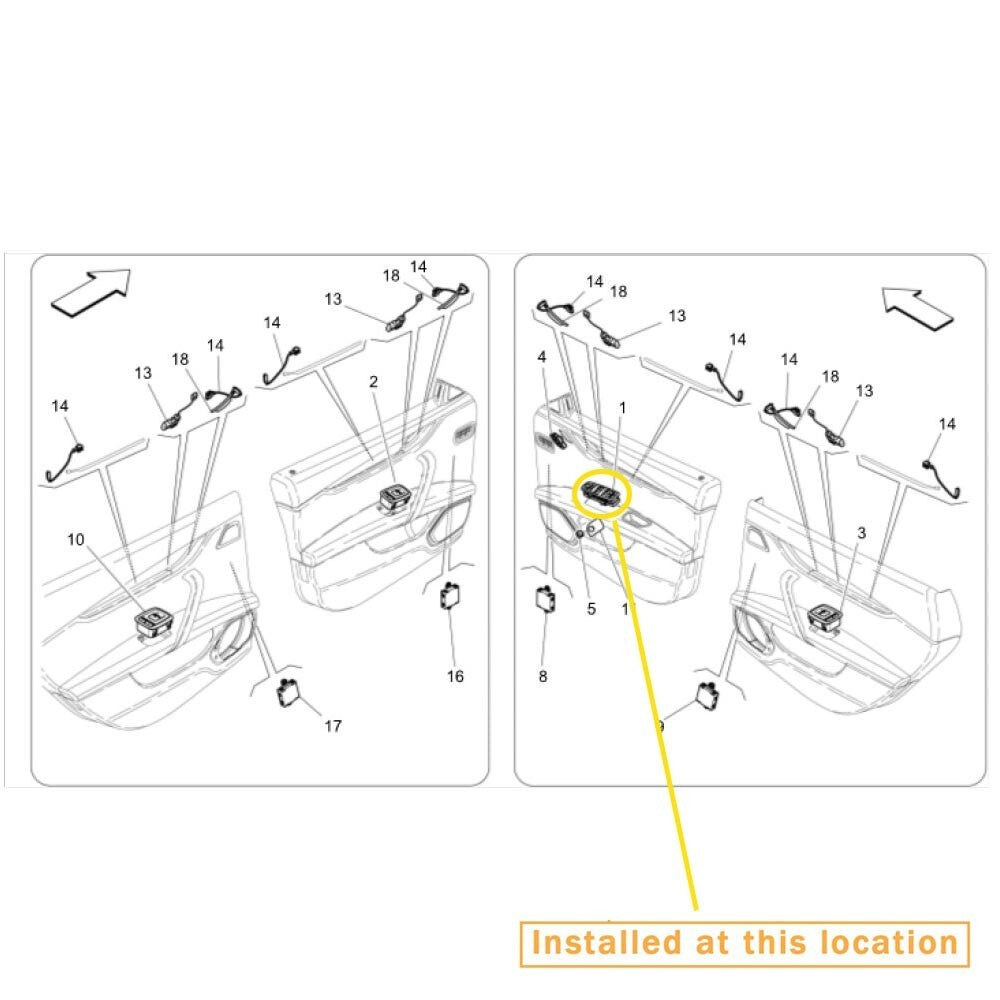 Equipment Manufacturer ( ) for Maserati Ghibli Quattroporte for Levante RHD door switches: 670025406