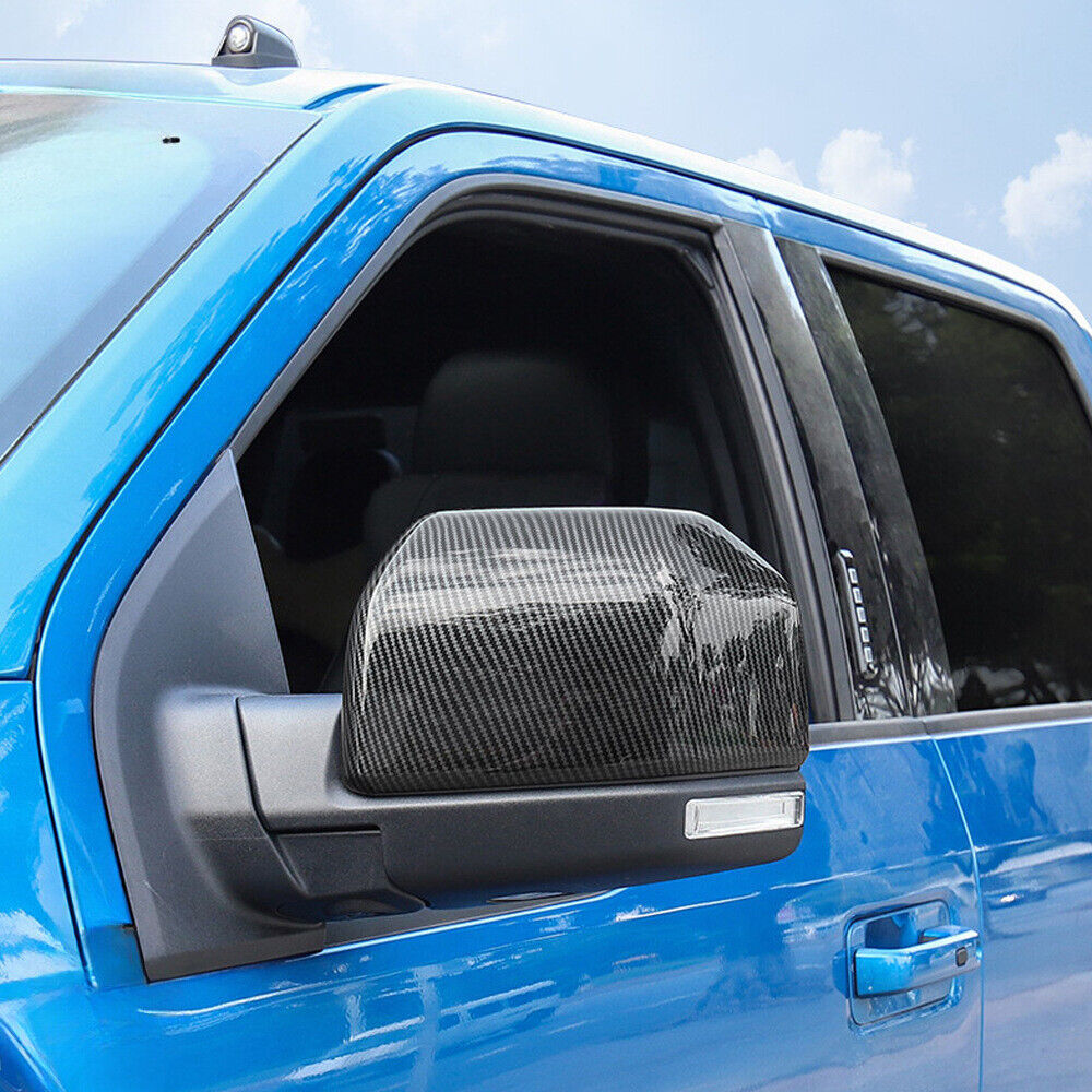 Carbon fiber car rearview mirror cover trim for Ford F150 F-150 2015 - 2019