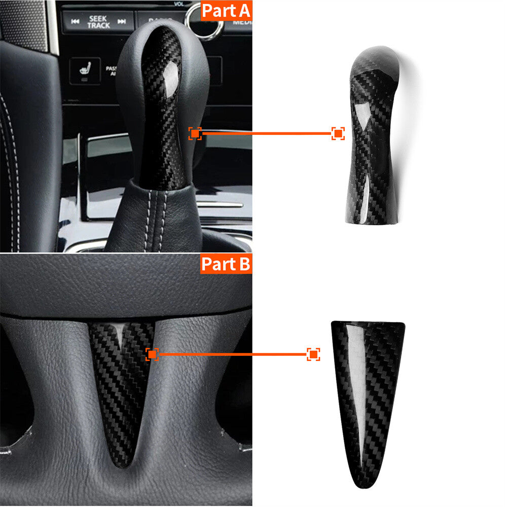 2¡ÁCarbon Fiber Steering Wheel Gear Shift Knob Trim for Infiniti Q50 Q60 2014-22