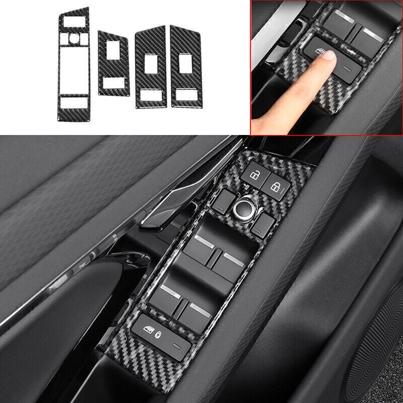 for Range Rover Evoque 20-25 Real Carbon Fiber Window Lift Switch Panel Trim 4X
