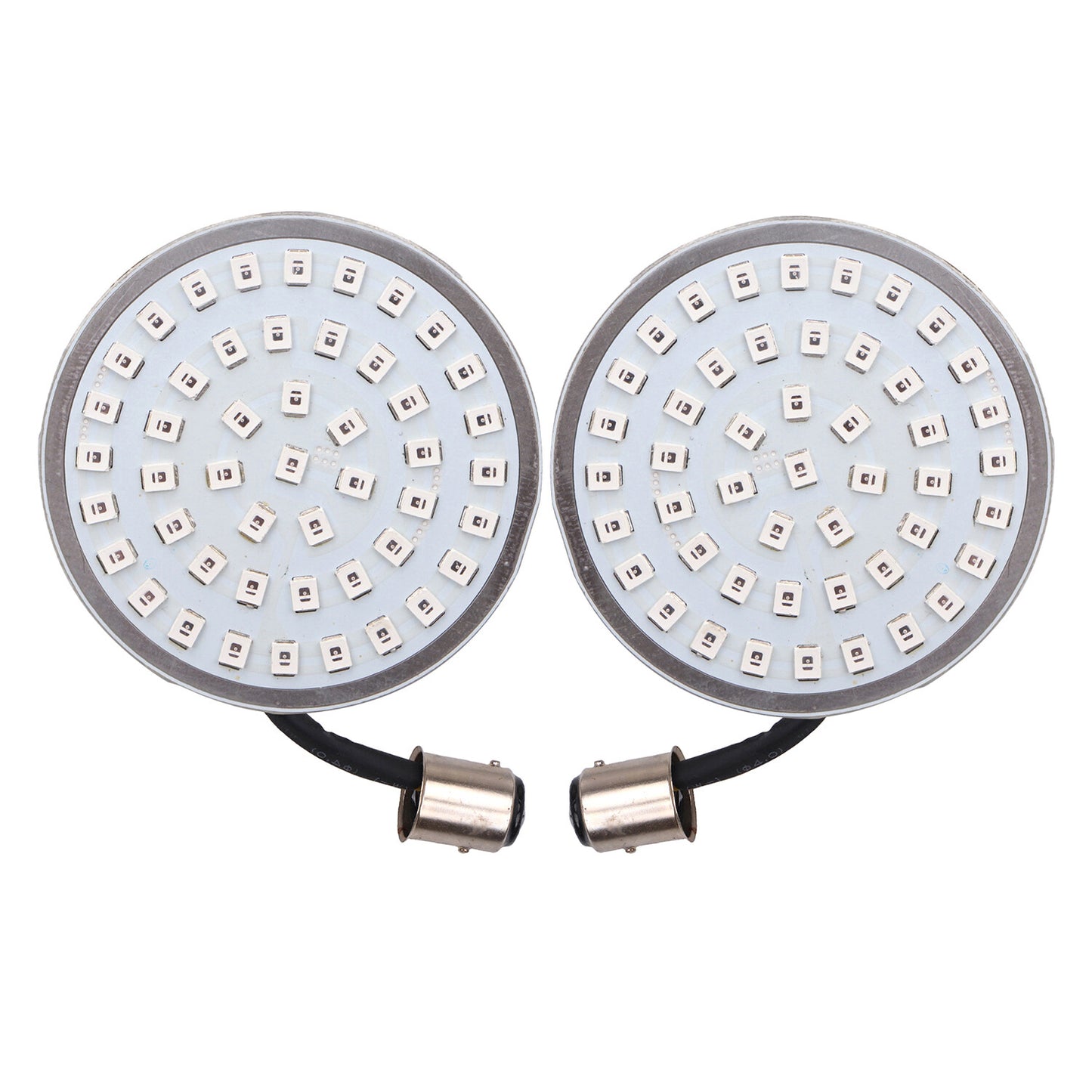 A pair of LED 1157 turn signal smoke lenses for Harley Touring Softail in amber red.