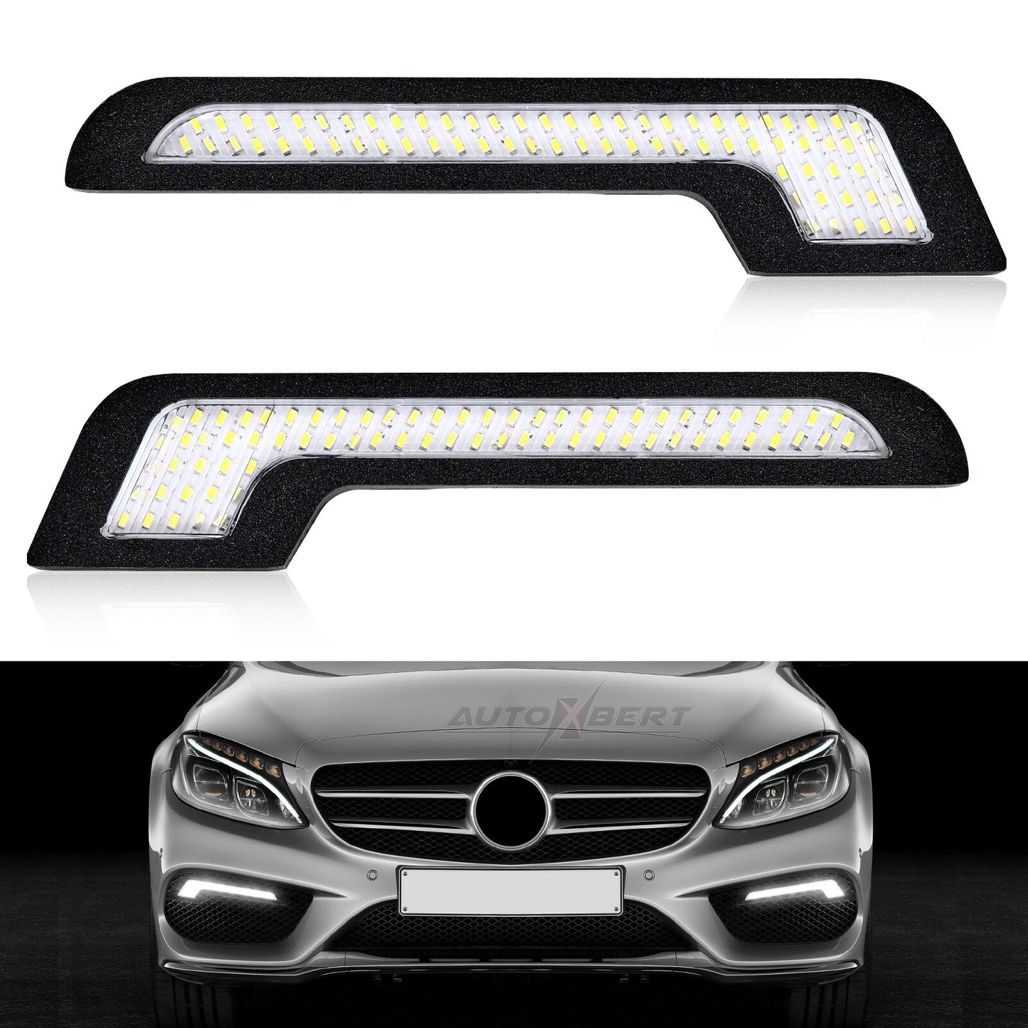 2x Daytime Running Light LED White Light L-Shape Strip With Back Sticker 12V DRL