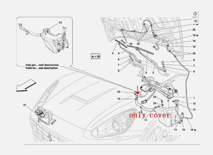 Suitable for Ferrari California 458 for 488 599 windshield washing machine reservoir cover