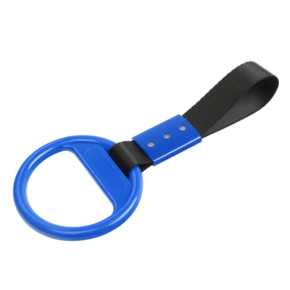 1Pcs Black Belt Blue Round Ring Train Bus Handle Hand Strap Drift Charm Tool Car