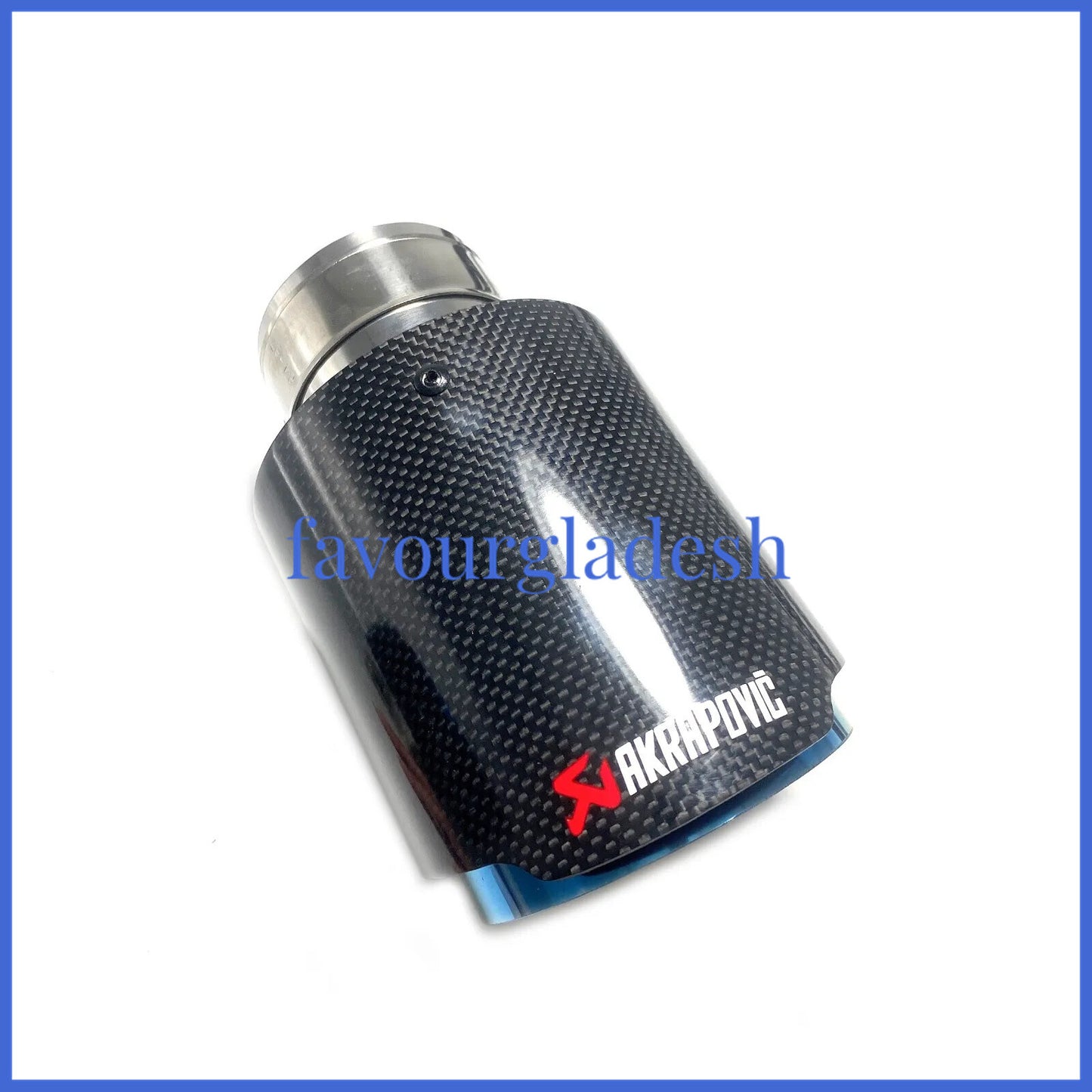 1X 3.0 76mm 3.076mm Akrapovic Glossy Carbon Fiber Exhaust tip Blue End pipe