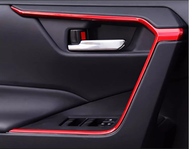Red Interior Door Molding Strip Decor Trim for Toyota RAV4 2019-2024