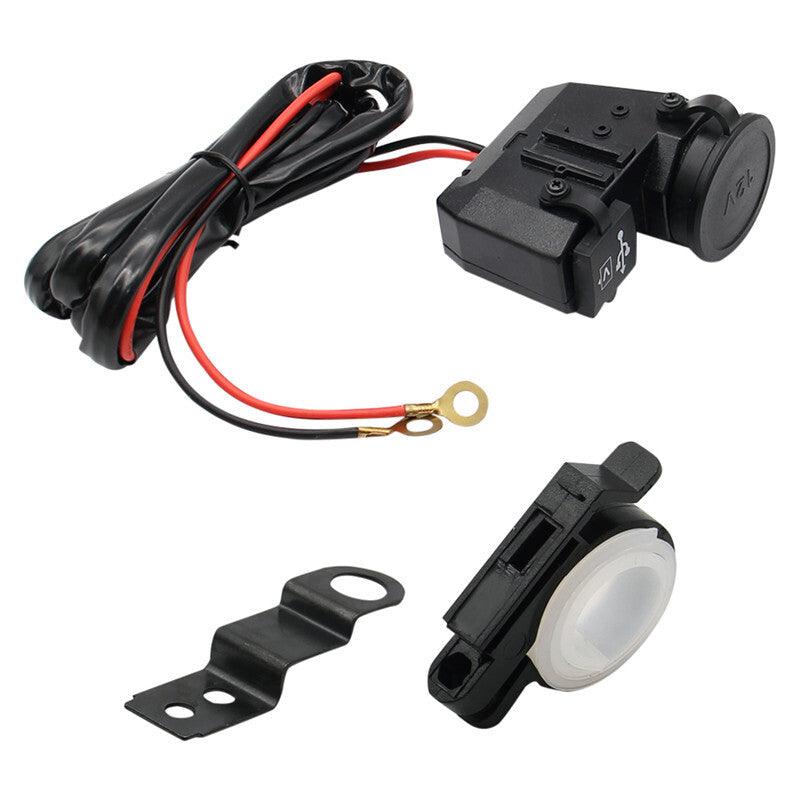 Motorcycle 12V Cigarette Lighter 5V USB Power Port Adaptor Outlet Socket Charger