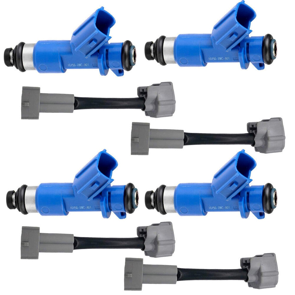 4Pcs 410cc Fuel Injectors w/PlugPlay Adapters for Honda for Acura for RDX 16450-RWC-A01