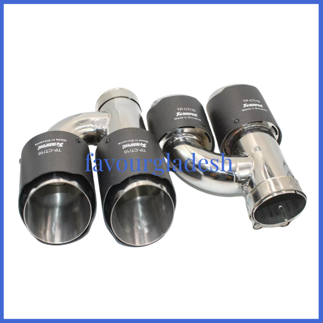 2PCS: ID:2.5 (63mm) OD:3.0 (76mm) Akrapovic Carbon Fiber Exhaust Tip Dual Pipe