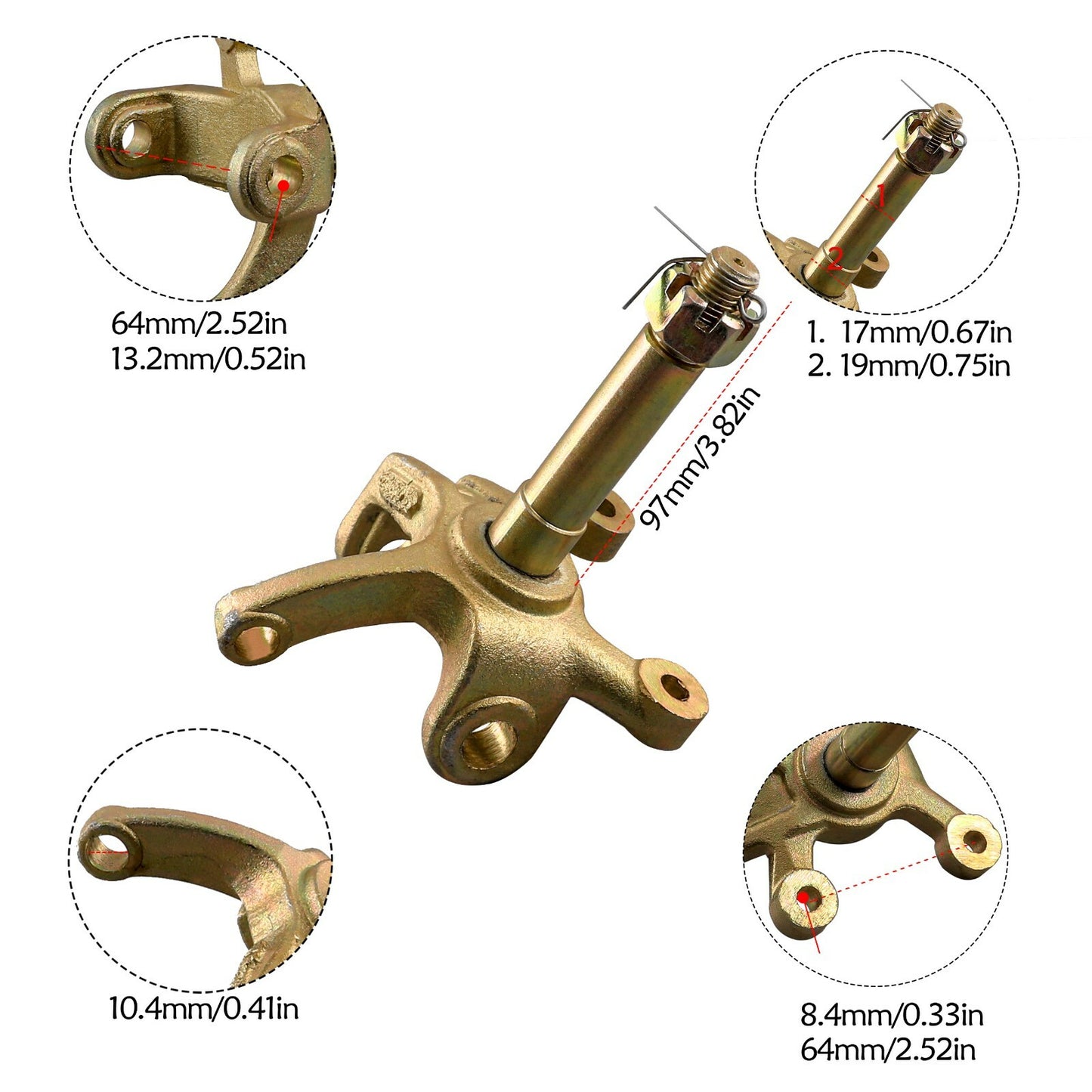 Go-kart front steering spindle 4 screws wheel hub tie rod gear carrier pinion all-terrain vehicle UTV