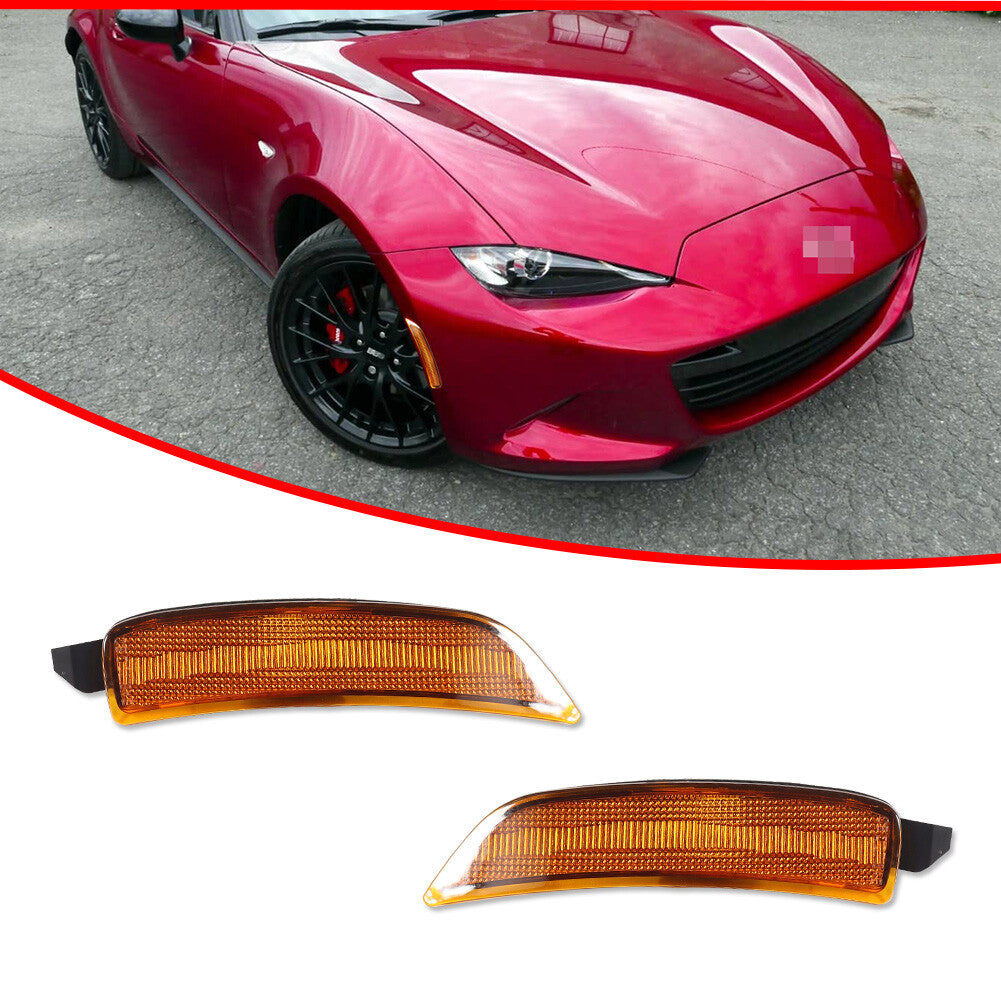 2-Piece Amber Front Marker Light Housing Kit for Mazda MX-5 Miata 2016-2022