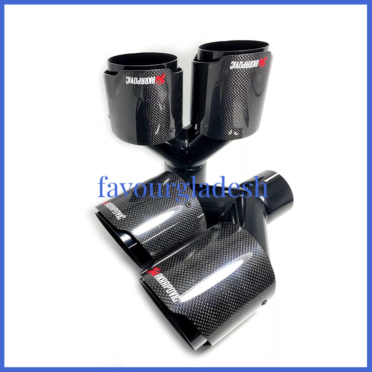 2X Akrapovic Carbon Fiber Exhaust Tip Dual Pipe Black ID:2.5 63mm OD:3.0 76mm